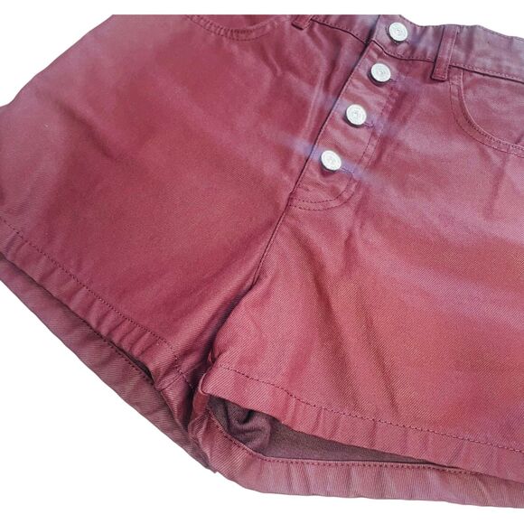 Zara | Burgundy Mom Fit High Waisted Shorts Size 4 | EUC - Picture 9 of 13